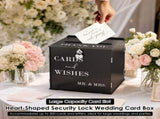Large Wedding Card Box, Heart Shaped Security Lock, Customizable Personalized Design, for Party V1369-AZ3-W-12078