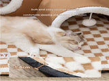Grey XL size Cat Tunnel Bed House 4-Season Universal Removable Washable U-Shaped Cat Cave with V888-ELOSUNG50334