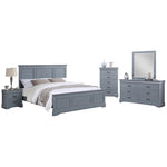 5 Pieces Bedroom Suite in Solid Wood & MDF Queen Size Grey Colour Bed, Bedside Table, Dresser & V43-BDS-SPNC-5PC-TBY-DRS-Q