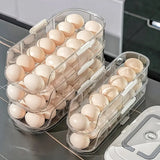 (Double row and second floor)Egg Holder for Fridge Stackable Pull Out Drawer with Handle Removable V1385-JDH-WU-904-003