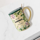 2X High-Fired Ceramic Porcelain Mug Set with Lid 400ml Vintage Floral Tea Spoon GREEN V274-HA-LA-P0024824-MUT