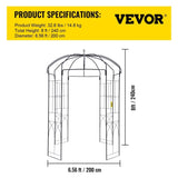 Birdcage Shape Garden Arbor, 2.44m High, 1.59m Wide, Heavy Duty Wrought Iron Arbor, Wedding Arch V952-TYHYGMYCHSNL81TY6V0
