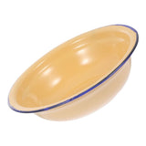 Large Vintage Yellow Enamel Bowl with Smooth Interior, Ideal for Kitchen Serving, Cooking, and Food V1369-AZ3-W-12876