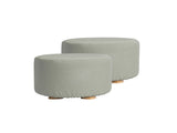 2X Fabric Ottoman Round Wooden Leg Foot Stool - GREY V274-FT-GQST01-GY2
