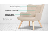 Artiss Armchair Set with Ottoman Beige Lansar UPHO-B-ARM05STO-BG