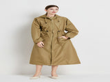 Size L Brown Women's Chic Lightweight Waterproof Raincoat - Long Hooded Packable Rain Jacket with V888-ELOSUNG32647