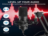 USB Microphone,PC Podcast Microphone Kit with Arm Stand,Professional Condenser Mic for Recording V1369-AZ3-W-22408