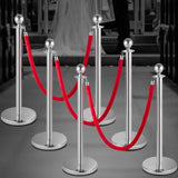 6PCS Red Rope Stanchion Silver Post Crowd Control Queue Line Barrier V952-QTGLZYSBXGZX6SE4XV0