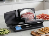 Devanti Meat Slicer Bread Vegetable, 200W Power 0-15mm Adjustable Easy Clean Stable Stainless Steel FS-190-20A-BK