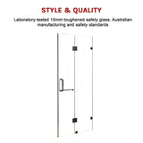 120 x 200cm Wall to Wall Frameless Shower Screen 10mm Glass By Della Francesca V63-831261