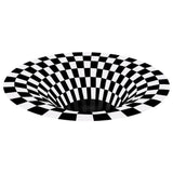Round Black White Grid Carpet 3D Vortex Room Bedroom Anti Slip Floor Mats Home Carpet Rugs V1294-YM0717-10100326