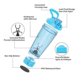 Black Portable Electric Shaker Bottle without LED Light, 550ml Sports Protein Mixer Cup for Gym and V888-ELOSUNG13390
