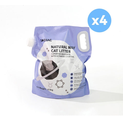ZODIAC Natural Way Superfine Bentonite With Activated Charcoal Cat Litter 4.5Kgx4 V390-ZL0291-4