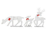 3pcs Lighted Christmasation Deer Home Warm White Light Iron LED Reindeer Family Set Tabletop V1294-YM0710-3115230130011