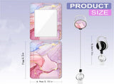 1pc card holder, pink marble-patterned tag, badge scroll, retractable easy-pull buckle, detachable V1192-DRO-0022