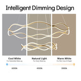 BAMDECOR A212/3 Modern Wavy Art Aluminum Light Fixture for Living Room Bedroom Indoor Decor V255-BAM-A212/3-GOLD