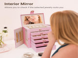 CARLA HOME 6-Layer Large Jewelry Box for Women with Drawers, Mirror, Lock, Necklace Hooks & Side LSB-36227
