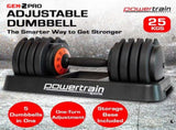 Powertrain GEN2 Pro Adjustable Dumbbell Weights - 25kg DMB-TD1-AD3