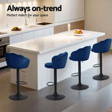 Artiss 4x Bar Stools Gas Lift Velvet Blue BA-K-9968-BLX4