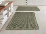 Set of 2 Waffle Bathroom Rugs, Super Absorbent Boho Bath Mats, Non-Slip Shower Mats for Bathroom V1258-DP02-WO-693