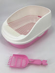 YES4PETS Large Portable Cat Toilet Litter Box Tray with Scoop and Grid Tray Pink V278-MSP-004-PINK-W-ZW-0001