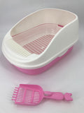 YES4PETS Large Portable Cat Toilet Litter Box Tray with Scoop and Grid Tray Pink V278-MSP-004-PINK-W-ZW-0001