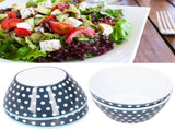 4PCS 6in Salad Bowl Dinner Serving Bowl Sets Kitchen Imitation Porcelain DinnerwareDark Blue Dots V1294-YM0721-3118210043116
