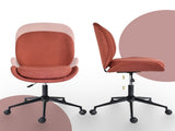 Office Desk Chair - Linen Fabric Armless Swivel Study Seat OVOID EARTHY RED V274-FT-VOC-003BK-RD