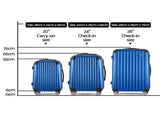 Wanderlite 3 Set Luggage 20-24-28 Inch with Zipper Lock Carry On Hard Shell Travel Suitcase Luggage LUG-ABS-ECO-3SET-BU