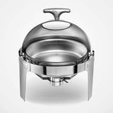 SOGA 2X 6L Round Chafing Stainless Steel Food Warmer with Glass Roll Top CHAFINGDISH5639X2