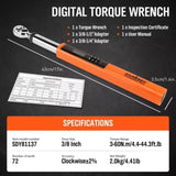 3/8" Drive Digital Torque Wrench Electronic Adjustable Torque Range 44ftlb V465-81137