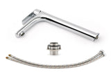 WELS Bathroom Chrome Round Tall Basin Mixer Vanity Faucet Laundry Counter Tap V1233-KRF102CR