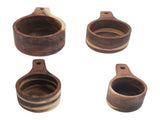 4PCS Cups Set Clear Scale Comfortable Handle Rounded Edges Stackable Handcrafted Wood V1294-YM0901-3118240098011