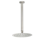 Brushed Nickel Round 8" Shower Rain Head 300mm Brass Ceiling Dropper Arm Set V1233-A511300NKSR108N