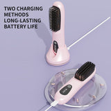 Pink 4D Straight Hair Comb and Negative Ionic Styler with Dual MCH Ceramic Fast Heating, Anti-Scald V888-ELOSUNG55162-1
