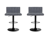 Artiss 2x Bar Stools Vintage Leather Gas Lift Grey BA-K-7228-GYX2