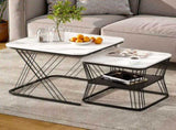 Artiss Nesting Coffee Table Set of 2 Marble Effect FUR-V-COF-02-MBWH