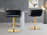 SERENIT Modern Velvet Breakfast Bar Stools Swivel Barstools Adjustable Counter Stools with Backrest V255-SE-GP1782-BLACK