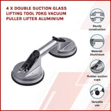 4 x Double Suction Glass Lifting Tool 70kg Vacuum Puller Lifter Aluminium V63-831921