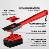 Heat-Resistant BBQ Grill Cleaning Sponge with Dual Handles for Removing Grease and Food Residue from V1189-LC-HW-00657