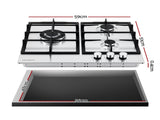 Devanti 59cm Gas Cooktop 3 Burner Knob Control Stainless Steel Hob Silver CT-GAS-3B-SS