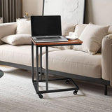 VEVOR C Table, C Shaped Sofa Side Table with Metal Frame Rolling Casters, Portable C Shaped End V952-CZ1JT1CBHB208HKNP001V0