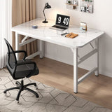 SOGA 120x60 White Foldable Computer Study Table Easy Assembly Desk No Chair COMTABLEF3