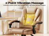 Artiss Massage Office Chair Executive Computer Gaming Chairs Brown PU Leather Espresso MOC-09M-2P-EP