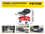 Shop Stool, 135 kg Rolling Garage Stool, 56 cm to 66 cm Adjustable Height Mobile Rolling Gear Seat, V952-YXAPDSFZDQCDJEZCNV0