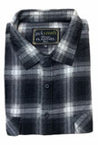 Mens Flannelette Long Sleeve Shirt 100% Cotton Authentic Flannel - Half Placket - Black - 6XL V563-FS-HP20-99-6XL