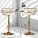 SERENIT Golden Swivel Upholstered Velvet Adjustable Height Counter Stool with Metal Frame Ivory V255-SE-GP2312R-IVORY