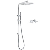 WELS 12" Rainfall Brass Handheld Twin Shower Heads Rail Diverter Arm Round Taps Set V1233-C4902B22HT006CKSR112CPF0282A