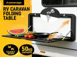 Aumerage Aluminium Folding Caravan Table Lockable, Space-Saving Portable Table with 50kg Capacity, V1181-AT005-BK