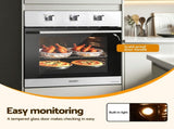 Devanti 60cm Electric Built In Wall Oven Stainless Steel 70L Silver BIO-C-5F-M7B-SS